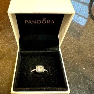 Pandora square Sparkle Halo Ring